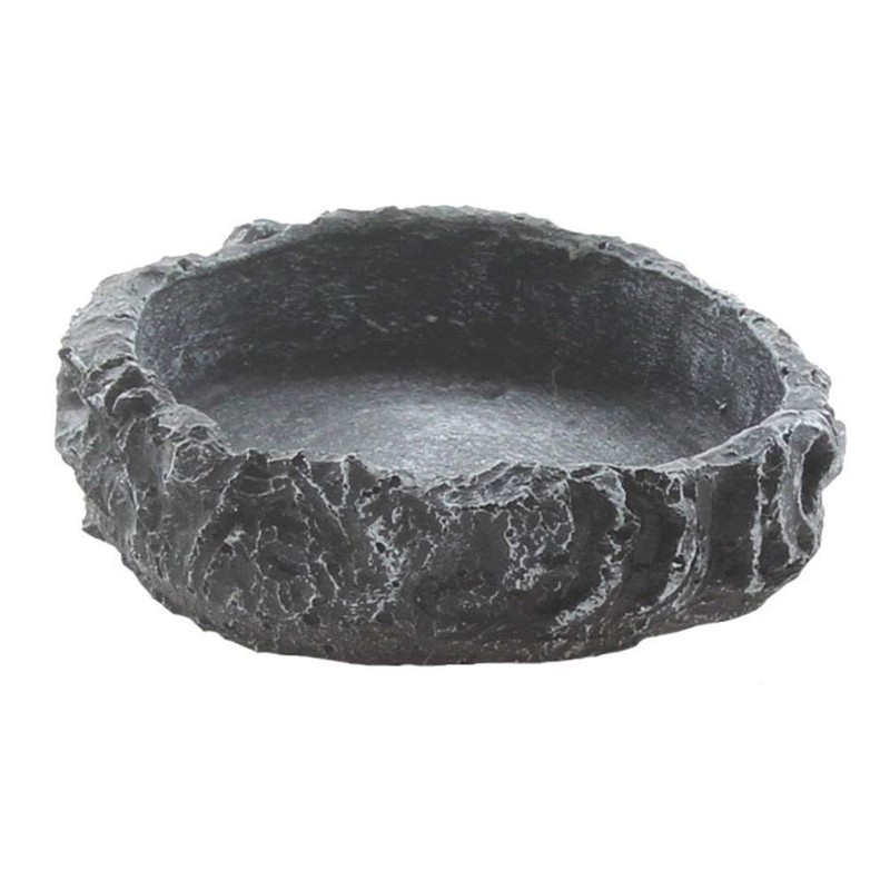 emours 2 Pack Reptile Water Dish Food Bowl Rock Worm