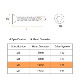 sourcing map 40Pcs Flat Head Torx Screws, M5 x 40mm 304 Stainless Steel Countersunk Self Tapping Anti-Theft Wood Screws Tamper Resistant Screws Fit T25 Bit for Wood, Fence, Decking (Silver)