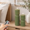JOIONE Ribbed Green LED Flameless Candles 2 Pack with Remote