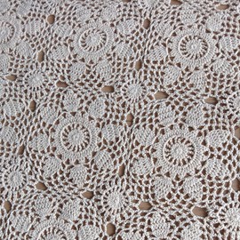 Phantomon Square Crochet Tablecloth 100% Cotton Handmade Lace Table Dresser Table Placemats Crocheted Doilies, 27 Inch (Beige)