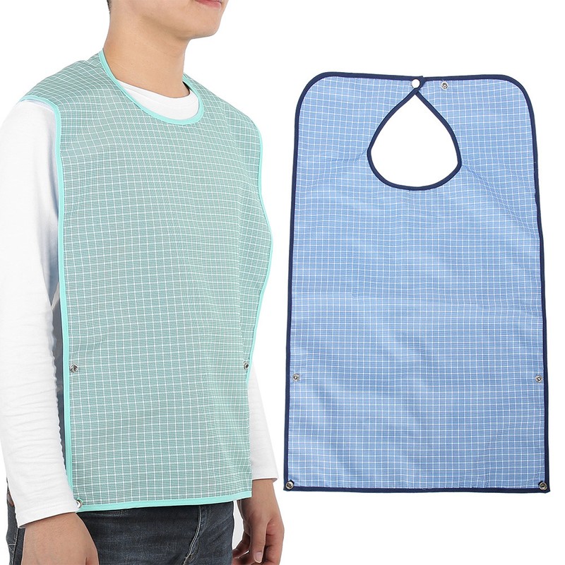 Adult Waterproof Mealtime Bib Double Layer Elder Dinning Clothes Protector