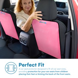 Enovoe Kick Mats - Set of 2 - Back of Seat Protector for Kids Feet - Car Seat Back Protector - Shields from Dirt and Scuffs - Durable Material - 16.8x32.8inch - Pink - Kick Mats Back Seat Protector