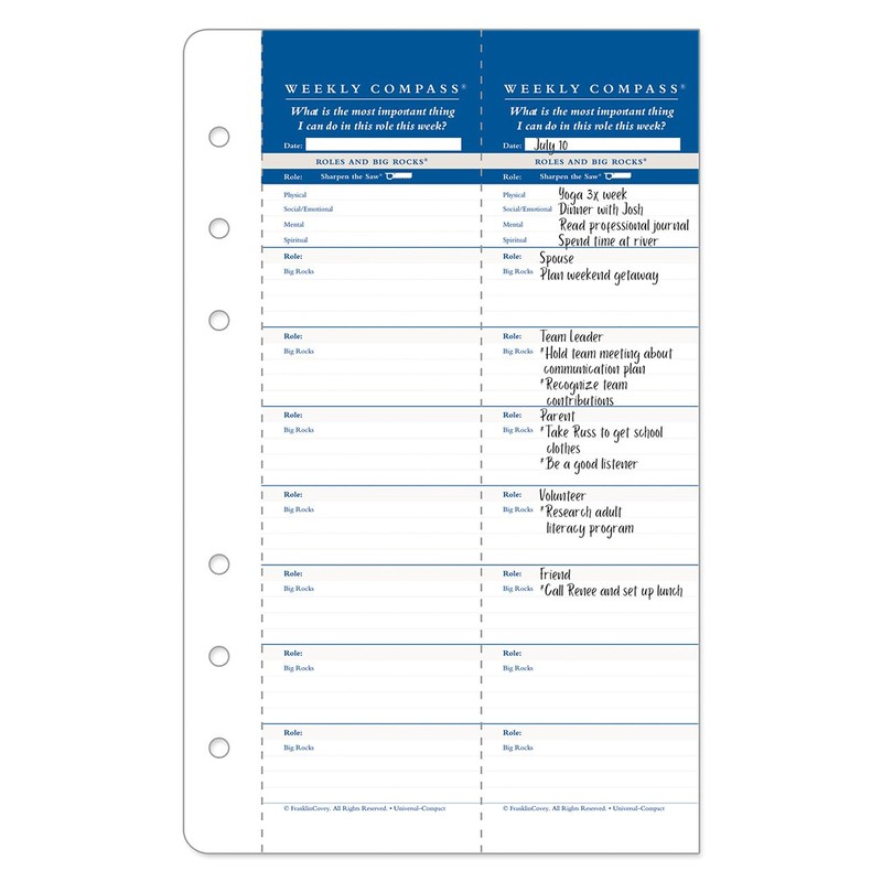 FranklinCovey Compact Weekly Compass Cards