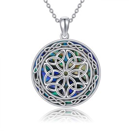 ONEFINITY Celtic Knot Necklace 925 Sterling Silver Abalone Shell Irish Necklac Celtic Necklace Jewelry Gift for Men Women