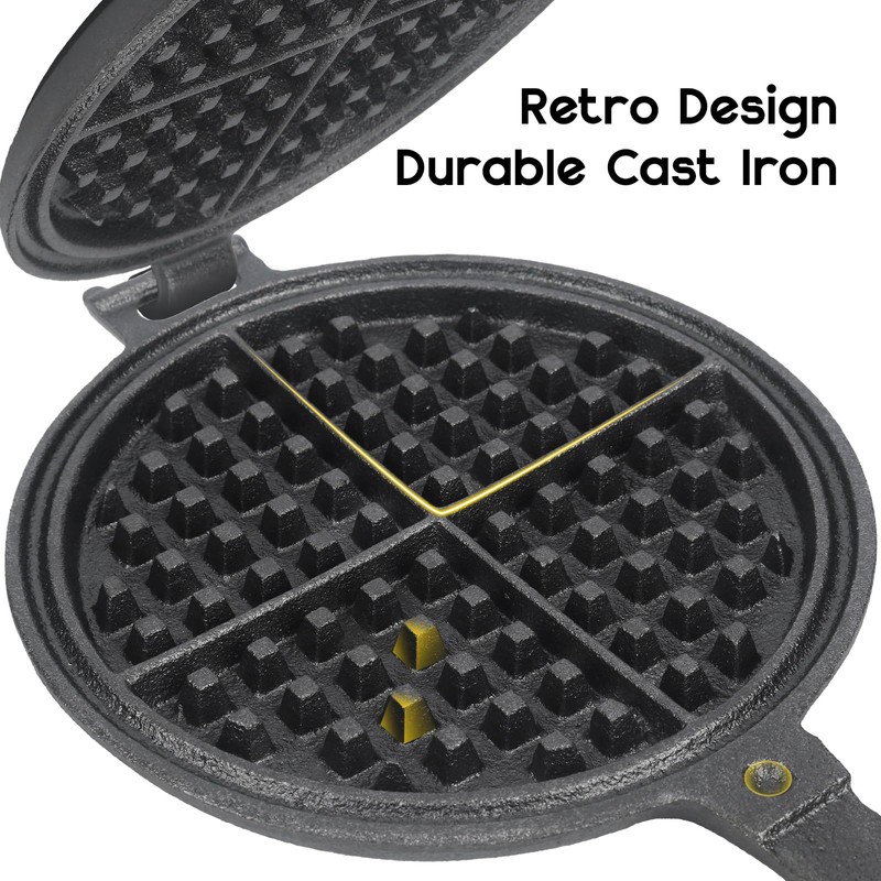Cast Iron Waffle Maker for Stovetop or Camping Grill Two