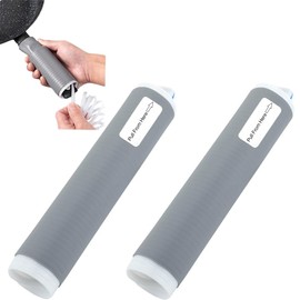2 Pcs Heat-Resistant Pot Handle Silicone Cover, Non-Slip Pan Handle Sleeve, Easy to Install and Clean, for Cast Iron Skillet, Frying Pan (grey, M)