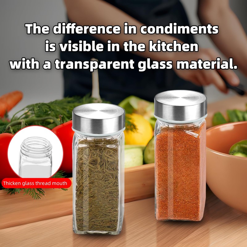2Pcs 4oz Glass Spice Jars with Shaker Lids, Spice Jars