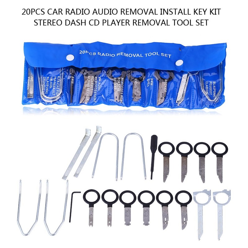 Keenso 20pcs Herramientas de Extracción de Radio,Llaves Estereos Kit de