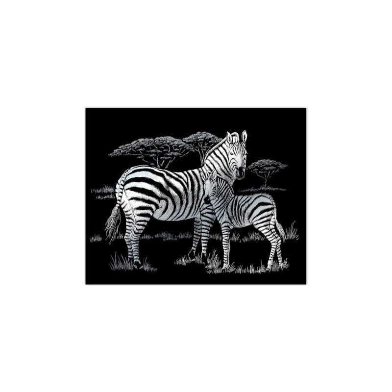 Silver Foil Engraving Art Kit 8"X10"-Zebras