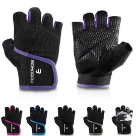 BIOMORPH Training Gloves for Men and Women, Fitness Gloves for Strength Training, Bodybuilding, Crossfit (Purple, 15.5 cm - 17.5 cm, XS)