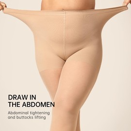 Ms.Myland Women's Plus Size Pantyhose Sheer Stocking Control Top Tights High Waist Ultra-Soft Panty Hose, 1/2 Pairs