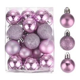 MECCANIXITY Christmas Ball Ornaments Christmas Tree Decorations Balls Pink 1.6"/4CM for Party Decoration Wedding Holiday Christmas Decor 24Pcs