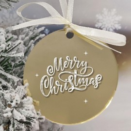 Uniqicon 20Pcs Gold Mirrored Round Acrylic Ornaments, 3mm Blank Acrylic Ornaments For Crafts, 1/8 Inch Extra Thick Flat Ornaments For Stocking Name Tags, DIY Gift Tag, Tree Bauble Decoration