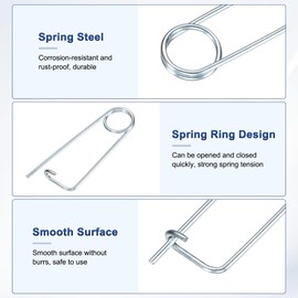 M METERXITY 6-Pack Brooch Shape Cotter Safety Pin, 2x45mm Spring Steel Pins Quick Lock Brooch Fastener for Garden/Lawn/Farm Hook, Heavy Retainer Clips