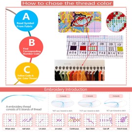 Zhenqing 4 pcs Cross Stitch Set with Pattern, Stamped Cross Stitch Kits for Adults (Cat)