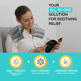 Heating Pad Solutions - Microwavable Neck and Shoulder Relaxer - Portable Upper Back Heating Pad - Reusable Hot Pack - 2 XL Packs - Lavender Aroma