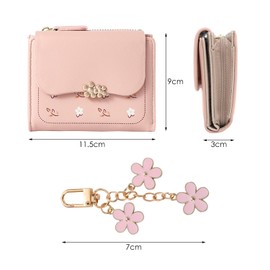 1 Piece Pu Leather Coin Purse, 1 Piece Flower Pendant, Mini Coin Purse, Women's Wallet, Multi-Compartment Coin Purse, Credit Card Holder, Handheld Coin Purse