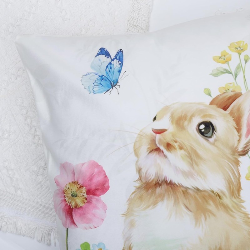 ZFENGYYUAN Bunny Flower Butterfly Dragonfly Cushion Covers 45 x 45