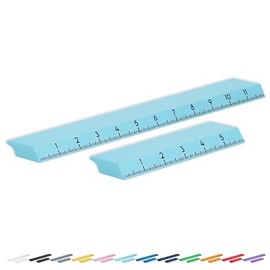 Glassboard Studio Ruler Set - 6 inch & 12 inch with Strong Neodymium Magnets - Perfect for Crafting, Magnetic Glass Craft Mats, White Boards, Lockers - Hands-Free Sewing & Quilting (Ice Blue)