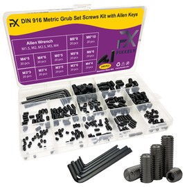 FIXXELY Set Screws Assortment Kit (M3, M4, M5, M6, M8) with Allen Keys – Durable 240 Pcs Metric Cup Point Alloy Steel for Bathroom Fixtures, Door Knobs, Faucets, Plumbing, and More