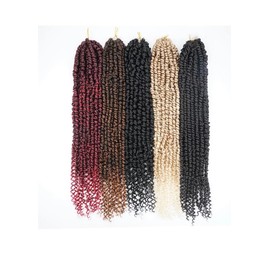 Generic 6 packs Pre-twisted Passion twist Crochet hair 22 inches braiding hair for butterfly Loc Natural black water wave crochet Passion Twist Hair (27/613) (M1B/Bug, 22 inches)