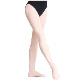 DANCEYOU Girls Ballet Tights Women Dance Stockings Skin Tone Opaque Tights for Toddler, Kids and Women Pale Pink Footed S
