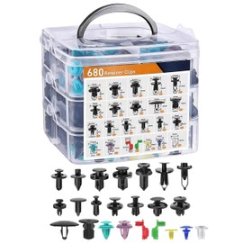 680 Pcs Car Retainer Clips Kit – Automotive Push Clip Set with 23 Sizes, Plastic Fasteners for Bumper, Fender, Door Trim Panel – Universal for Toyota, Honda, Ford, ect.