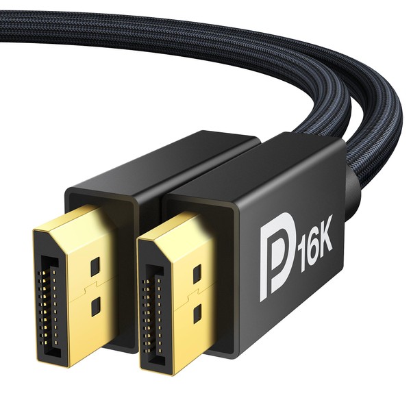 iVANKY 16K Displayport Cable, 2.1 Standard (VESA Certified Gaming DP Cable, 2M), Supports 16K@60Hz/8K@60Hz, 4K@240Hz/165Hz/144Hz, Displayport Up to 80Gbps High Speed, HDR/DSC / 1.2a / FreeSync &