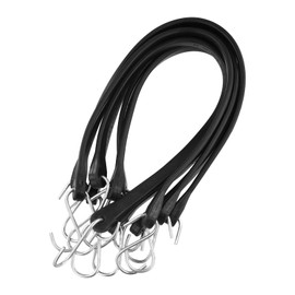 EPDM Bungees Set (6 Pieces, 54 cm) - Heavy Duty Black Expander with S Hooks, UV Resistant Rubber Tensioners for Securing Luggage, Cargo and Outdoor Applications