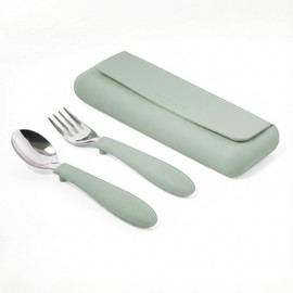 ASOMIC Premium 316 Stainless Steel Toddler Utensils with Silicone Handles & Travel Case, Kids Spoon & Fork Set for Toddler Self Feeding at Daycare, Preschool & School, BPA-Free, Dishwasher Safe