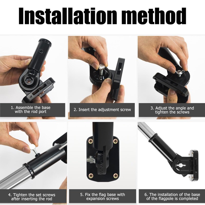 Flagpole Holder Mounting Bracket, Adjustable Flagpole Holder, Black Adjustable Flagpole