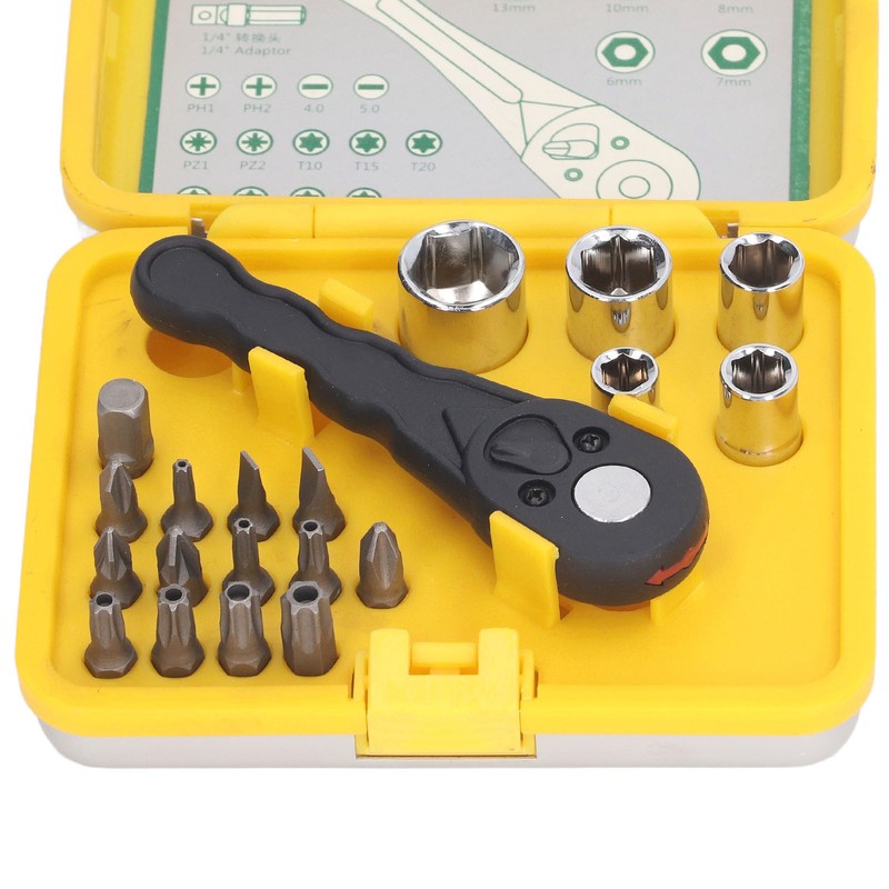 20Pcs Socket Wrench Screwdriver Set Ratchet Bit Tool Box Multifunctional