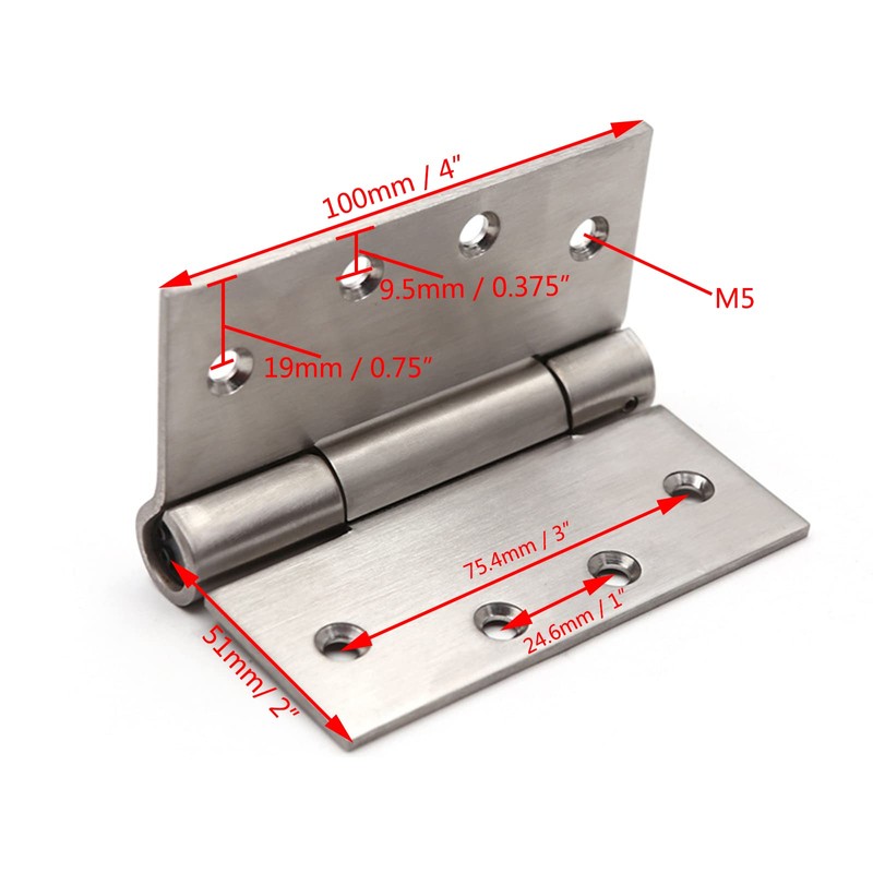 3pcs 4'' Self-Closing Stainless Steel Door Hinge Spring Door Hinge