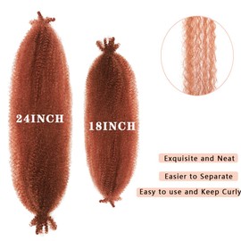 8 Packs Copper Red Pre-Separated Springy Afro Twist Hair Suitable for Damaged Soft Locs Synthetic Marley Twist Braiding for Black Women (18inch, 350#)