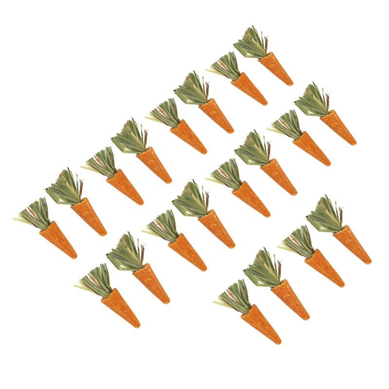 20pcs Carrot Shaped Hamster Toy Teeth Grinding Decorative Crude Fiber