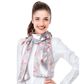 CBC Crown Christmas Scarf - Santa, Snowman, Ornament, Ginger Cookie Theme - 13"x 60" Made In Korea (SANTA-SILVER)