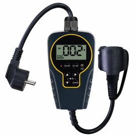 NOVKIT Timer Socket for Outdoor Use with Short/Long Interval Cycle (1 Second to 999 Hours), Light Sensor and Countdown Function (230V/AC/16A/3680W)