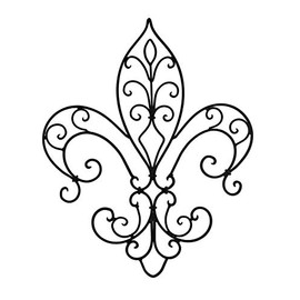 Wrought Iron Open Work Fleur de Lis Wall Hanging