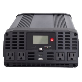 Technaxx Car Power Inverter TE22 with LCD Display, 4X Plugs, 2xUSB Ports, Pure Sine Wave, TÜV Rheinland Certified, converts 12v to 120v - Power Output is 2000W (Continuous) & 4000W (Peak)