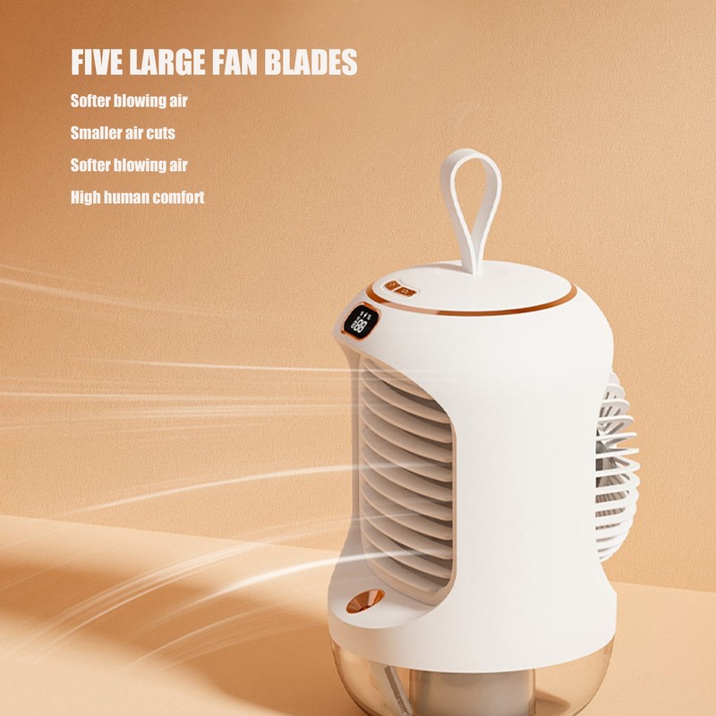 Mini Air Conditioner Humidifier Aromather 3 Gears 5 Blades USB