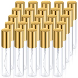 Yinder 25 Pcs Travel Perfume Atomizer Sprayer Refillable Empty Perfume Bottle for Perfume Mist Glass Spray Bottles Clear Portable Fragrance Bottle for Travel (Gold, 10 ml)