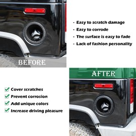 Gas Fuel Tank Cap Cover Compatible with Hummer H2 2003-2009 Accessories, Fuel Door Gas Cap Trim, 1Pcs (Black)