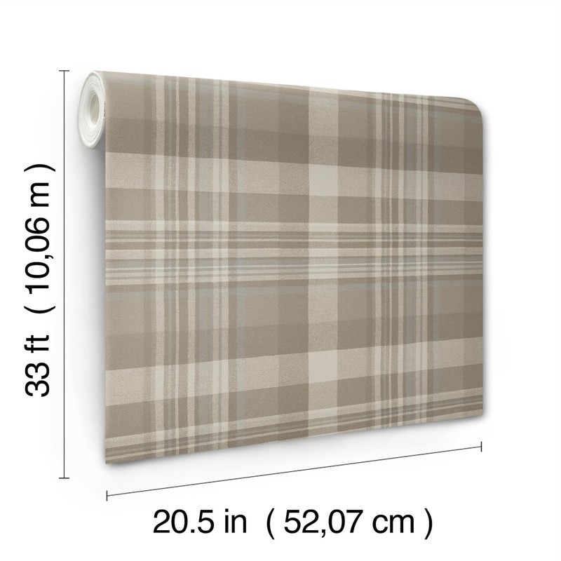 Yellowstone Dutton Plaid Light Brown Wallpaper, 4142-72633