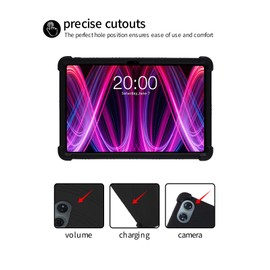 for Teclast T60 Plus Tablet 12 inch Android 14 Tablet Case,BOVUGAC Soft Silicone Adjustable Stand Shockproof Kids Friendly for Teclast T60 Plus 12"(Black)