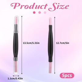 5 Pcs Round Nail File, Pumice Stone Nail File Care Set Double-Headed Polishing Pen Cuticle Pusher Remover Trimmer Buffer Pen Art Tools Household Beauty Salon Peeling Dead Skin Repairing