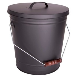 Rocky Mountain Goods Ash Bucket with Lid - 5 Gallon Steel Fire Bucket for Ashes - Indoor/Outdoor with Powder Coated Black Finish - Easy Clean Up for Fire, Grill, Charcoal, Smoker