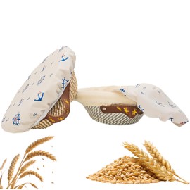 Cotton Rope Banneton Proofing Basket Set, 2 Pieces, 10 Inch Handmade Round Proofing Basket for Bread Baking, with Liner, Cloth Cover, Used for Fermentation and Storage of Sour Bread