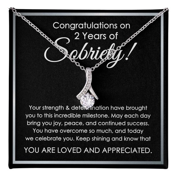 Luxe Gifting 2 Years Of Sobriety Necklace Message Card Box