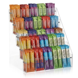 KKONHII Drink Packet Organizer with 25 Compartments, 5-Tier Water Packet Organizer for Water Flavor Drink Mix, Transparent Acrylic Sugar Packets Holder for Pantry Cabinet Kitchen Storage Organization
