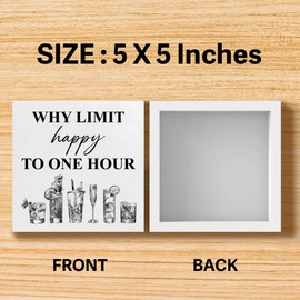 Bar Desk Decor Sign, Bar Cart Accessories Decor, Bar Decor for Home Kitchen Bar, Why limit happy to an hour